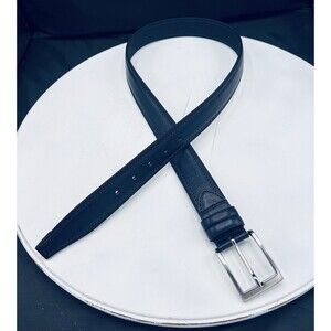 Hugo Boss BOSS Navy Italian Leather Belt 34/85 NWOT Silver Buckle 2681Q21-410